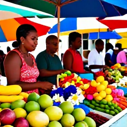 Caribbean Holidays, Martinique Adults Only, Colourful Fort-de-France market in Martinique with fresh fruit, spices, flowers and friendly local shoppers