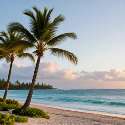 Caribbean Holidays, Martinique Adults Only May, A tranquil adults-only beachfront resort in Martinique in May, with palm trees, turquoise sea and soft morning light
