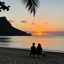 Caribbean Holidays, Martinique Adventure Holidays, A relaxed tropical evening on a Martinique beach with adventurous travellers watching the sunset beside calm Caribbean water
