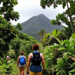 Caribbean Holidays, Martinique Adventure Holidays, Hikers walking through lush tropical forest towards Mount Pel&eacute;e in Martinique