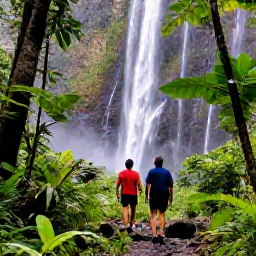 Caribbean Holidays, Martinique Adventure Holidays, Hikers walking through lush tropical rainforest towards waterfalls on Mount Pel&eacute;e in Martinique