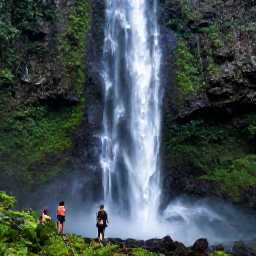 Caribbean Holidays, Martinique Adventure, Visitors walking beside a dramatic waterfall in a green Martinique rainforest