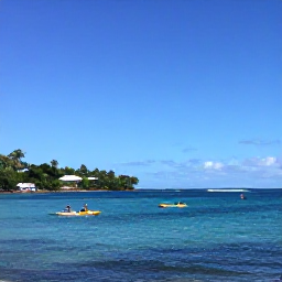 Caribbean Holidays, Martinique Adventures, Kayakers exploring the calm turquoise coastline and small coves of Martinique