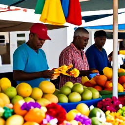 Caribbean Holidays, Martinique All Inclusive, A colourful Martinique market in Fort-de-France with tropical fruit, spices, flowers and friendly local traders