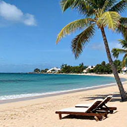 Caribbean Holidays, Martinique All Inclusive, A relaxed tropical beach in Martinique with turquoise water, palm trees and sun loungers