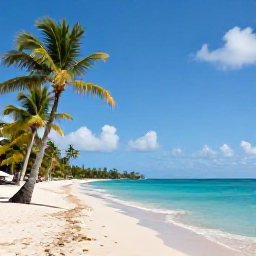 Caribbean Holidays, Martinique April Holidays, A sunny Martinique beach in April with turquoise water, palm trees and a relaxed all-inclusive holiday atmosphere