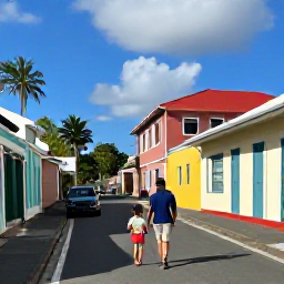 Caribbean Holidays, Martinique April Holidays, Family exploring the historic waterfront and colourful streets of Fort-de-France in warm April sunshine