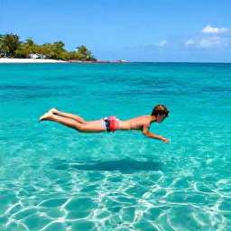 Caribbean Holidays, Martinique April Holidays, Traveller snorkelling in clear turquoise water beside a sandy Martinique beach with colourful fish visible below