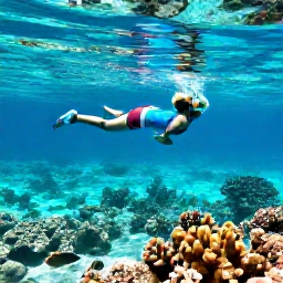 Caribbean Holidays, Martinique Beach Holidays, Visitors snorkelling in clear Caribbean water near Martinique, with colourful fish, coral and a sandy seabed