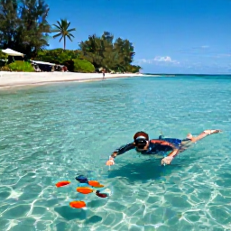 Caribbean Holidays, Martinique Beaches, Visitors enjoying snorkelling in clear Martinique water near a quiet tropical beach, with colourful fish visible below the surface