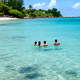 Caribbean Holidays, Martinique Beaches, Visitors swimming and snorkelling in clear Caribbean water beside a sheltered Martinique cove, with colourful fish visible below the surface