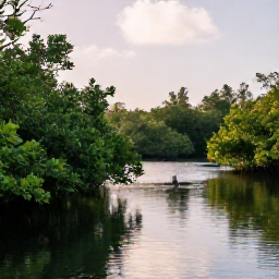 Caribbean Holidays, Martinique Birdwatching, Birdwatcher exploring mangroves and calm lagoon waters in Martinique under soft morning light