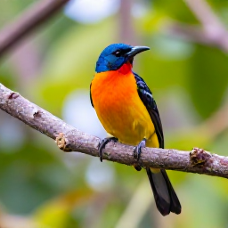 Caribbean Holidays, Martinique Birdwatching, Close view of a Martinique oriole perched on a branch in tropical foliage