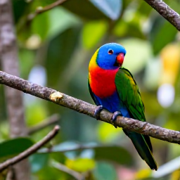 Caribbean Holidays, Martinique Birdwatching, Colourful Martinique parrot in lush rainforest foliage, soft September light