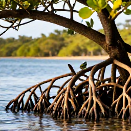 Caribbean Holidays, Martinique Birdwatching, Small colourful birds among mangrove roots and calm coastal wetlands in Martinique, warm February sunlight