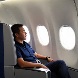 Caribbean Holidays, Martinique Business Class, Business class passenger relaxing in a comfortable aircraft seat before a flight to Martinique