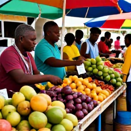 Caribbean Holidays, Martinique Business Class, Colourful Fort-de-France market in Martinique with tropical fruit, spices and local shoppers