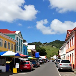 Caribbean Holidays, Martinique Business Class, Colourful streets and waterfront in Fort-de-France, Martinique, with market stalls and historic buildings