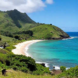 Caribbean Holidays, Martinique Business Class, Scenic Martinique coastline with lush green hills, a quiet sandy cove and clear Caribbean sea