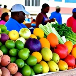 Caribbean Holidays, Martinique Cooking, Colourful Martinique market in July with fresh tropical fruit, vegetables, herbs and spices
