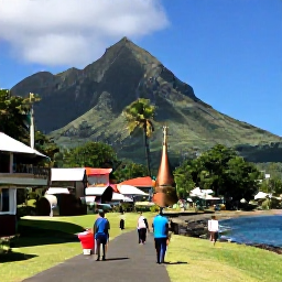 Caribbean Holidays, Martinique Cooking Holidays, Sunny February afternoon in Martinique with visitors exploring a coastal village, lush hills and a traditional rum distillery