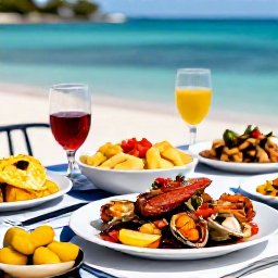Caribbean Holidays, Martinique Couples Holidays, Close-up of a Martinique Creole dinner with fresh seafood, plantain and colourful local ingredients on a waterside table