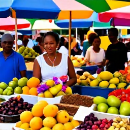 Caribbean Holidays, Martinique Culture Holidays, Colourful Fort-de-France market filled with tropical fruit, spices, flowers and local shoppers in Martinique