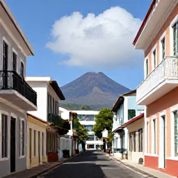 Caribbean Holidays, Martinique Culture Holidays, Historic streets and colourful colonial buildings in Fort-de-France, Martinique, with Mount Pel&eacute;e visible in the distance