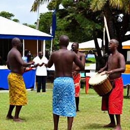 Caribbean Holidays, Martinique Culture Holidays, Traditional Martinique dancers and drummers performing outdoors during an August cultural celebration, with colourful clothing and local families watching