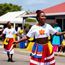 Caribbean Holidays, Martinique Culture Holidays, Traditional Martinique dancers in colourful costumes performing a B&egrave;l&egrave; dance during a lively village festival