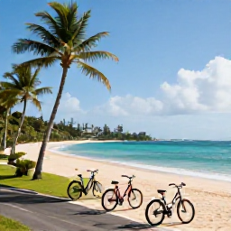 Caribbean Holidays, Martinique Cycling Holidays, Comfortable Martinique hotel near a tropical beach with bicycles ready for a morning ride