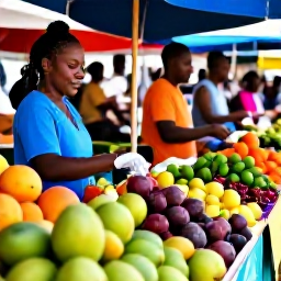 Caribbean Holidays, Martinique December, Colourful Fort-de-France market in December with tropical fruit, spices and local shoppers