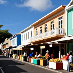 Caribbean Holidays, Martinique December, Colourful Fort-de-France street scene in December with French Caribbean architecture, market stalls, local produce and visitors exploring