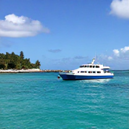 Caribbean Holidays, Martinique Diving, A dive boat leaving a sheltered Martinique harbour beneath bright February sunshine