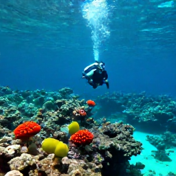 Caribbean Holidays, Martinique Diving, A diver descending through clear turquoise water above a colourful Martinique reef in February
