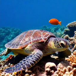 Caribbean Holidays, Martinique Diving, Close-up underwater view of tropical fish, sea turtles and coral around a Martinique reef