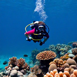 Caribbean Holidays, Martinique Diving, Diver swimming above coral gardens and tropical fish near the Caribbean coast of Martinique