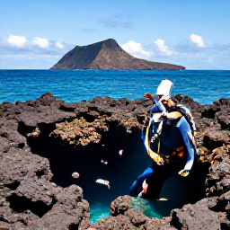 Caribbean Holidays, Martinique Diving January, Scuba divers exploring a sheltered reef beside Martinique&rsquo;s volcanic coastline in bright January sunshine