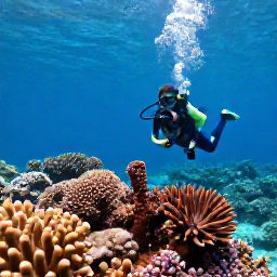 Caribbean Holidays, Martinique Diving June, Scuba diver exploring a colourful coral reef in clear turquoise water off Martinique in June