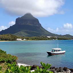 Caribbean Holidays, Martinique Diving, Small dive boat travelling along Martinique&rsquo;s green volcanic coastline towards a calm bay