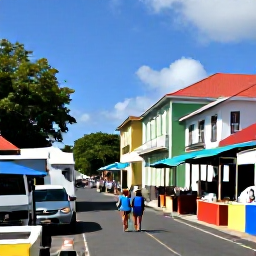 Caribbean Holidays, Martinique February, Couple exploring the colourful streets and waterfront of Fort-de-France, Martinique, with colonial buildings and local market stalls
