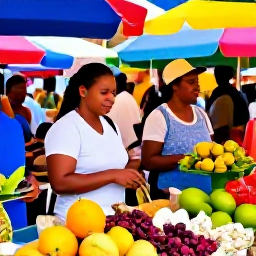 Caribbean Holidays, Martinique February Holidays, Colourful Fort-de-France market in Martinique with tropical fruit, spices, flowers and friendly local shoppers