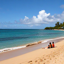 Caribbean Holidays, Martinique February, Panoramic view of Anse Dufour beach in Martinique with a couple relaxing on golden sand beside clear turquoise water