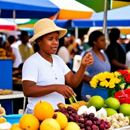 Caribbean Holidays, Martinique February Tours, Colourful Fort-de-France market in Martinique with local fruit, spices, flowers and friendly shoppers