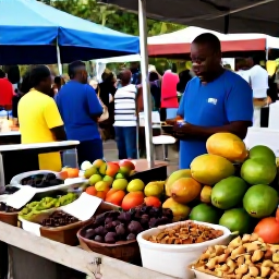 Caribbean Holidays, Martinique February, Traditional Martinique market displaying tropical fruit, spices, local snacks and handmade crafts in a lively outdoor setting