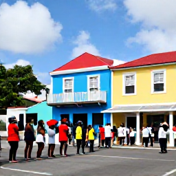 Caribbean Holidays, Martinique February, Visitors watching a traditional Martinique carnival procession beside colourful colonial buildings in Fort-de-France