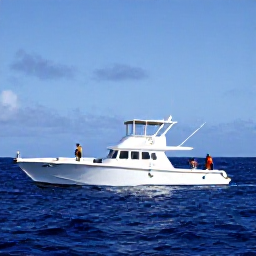 Caribbean Holidays, Martinique Fishing, Anglers fishing from a modern boat in deep blue water off the coast of Martinique