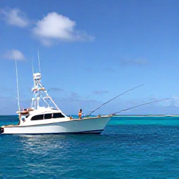 Caribbean Holidays, Martinique Fishing, Anglers on a sport-fishing boat off Martinique, casting lines over clear blue Caribbean water beneath a bright tropical sky
