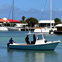 Caribbean Holidays, Martinique Fishing, Friendly Martinique fishing guides helping holidaymakers aboard a well-equipped boat in a small coastal marina