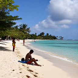 Caribbean Holidays, Martinique Fishing July, Travellers enjoying a relaxed seaside afternoon after fishing in Martinique, with a sandy beach, turquoise water and tropical scenery